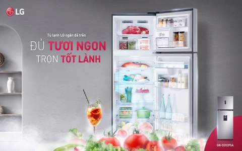 Tủ lạnh LG Ngăn đá trên, đơn giản mà đủ tươi ngon, trọn tốt lành